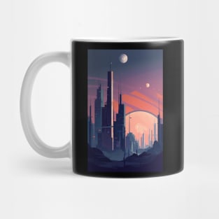 Futuristic City Skyline Art Print | Abstract Geometric Digital Design Mug